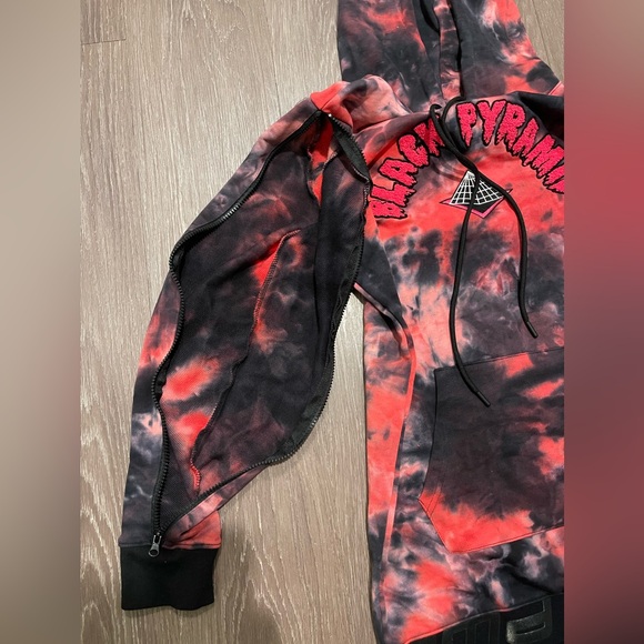 Black Pyramid Mens Collection Tie Dye Hoodie With Logo Print - Size Medium - Picture 8 of 9
